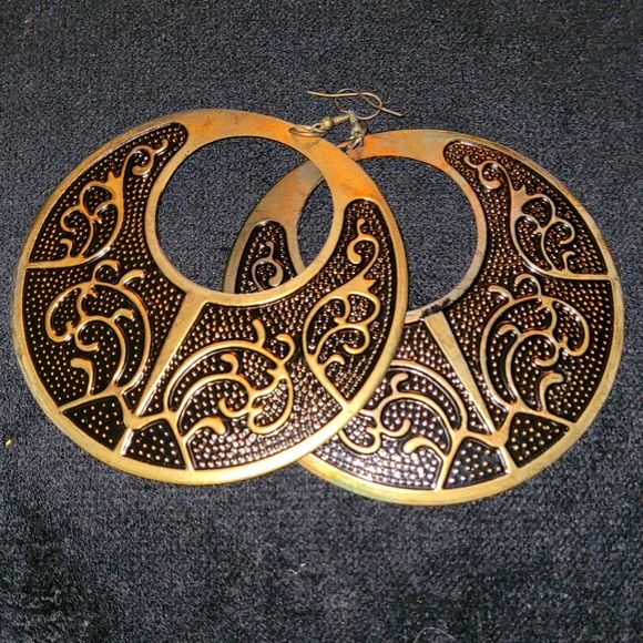 Copper & black Hoop Earrings - Picture 1 of 1